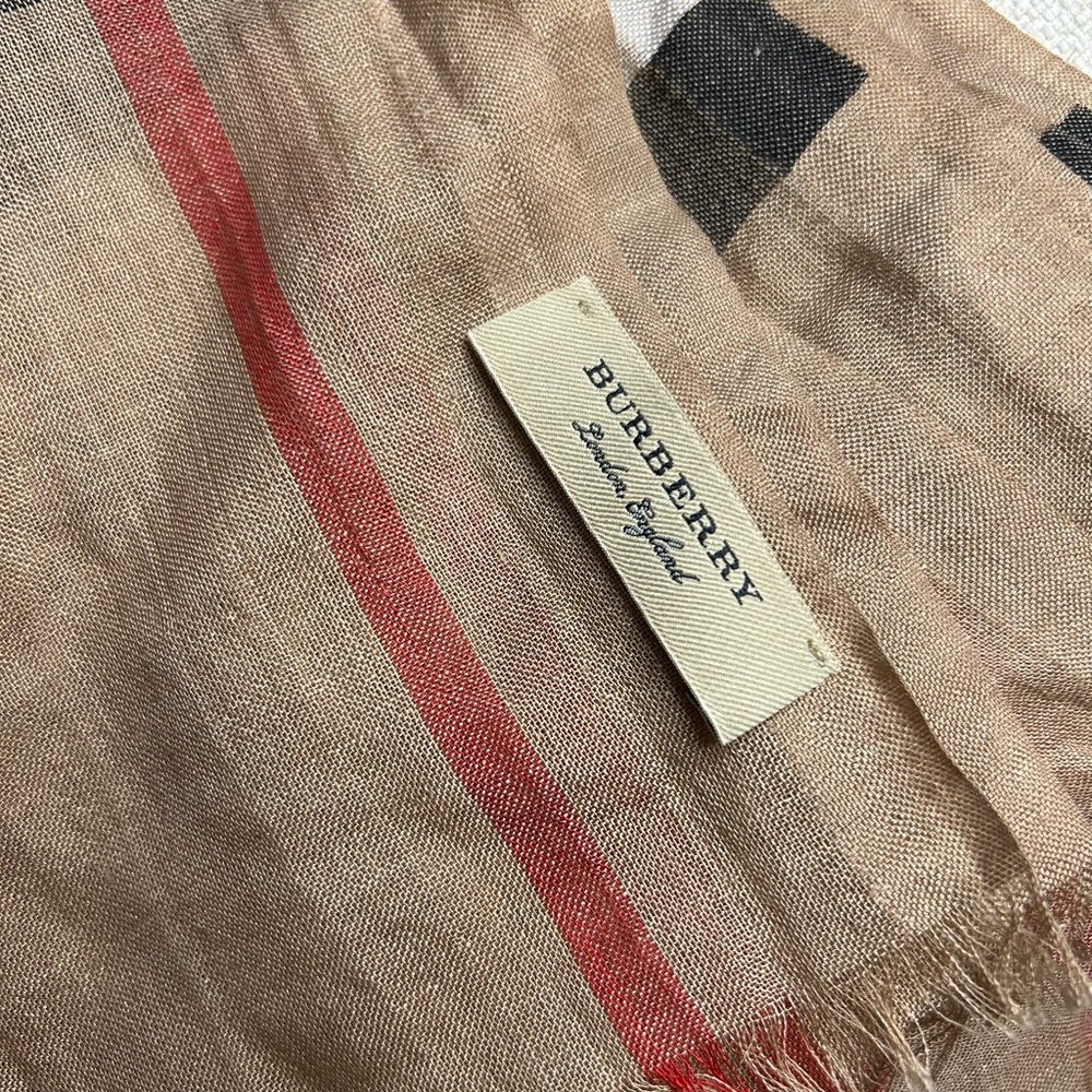 Burberry Wool Silk Check Scarf - Picture 7 of 11